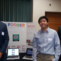 Dorian, Yang and Gian pitch the merits of Foober, an app designed to help students save money on food delivery charges. Spring 2016