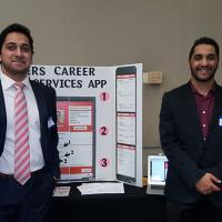 Jordan, Jibran, Mina and Caitlin ready to present their RU Career Services Mobile App at Fall 2015.